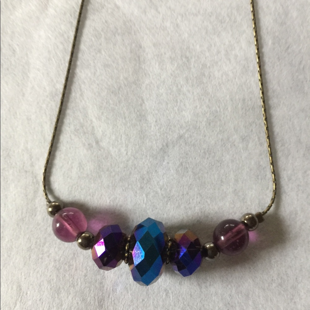 Lovely lavender & blue crystals on bronze chain